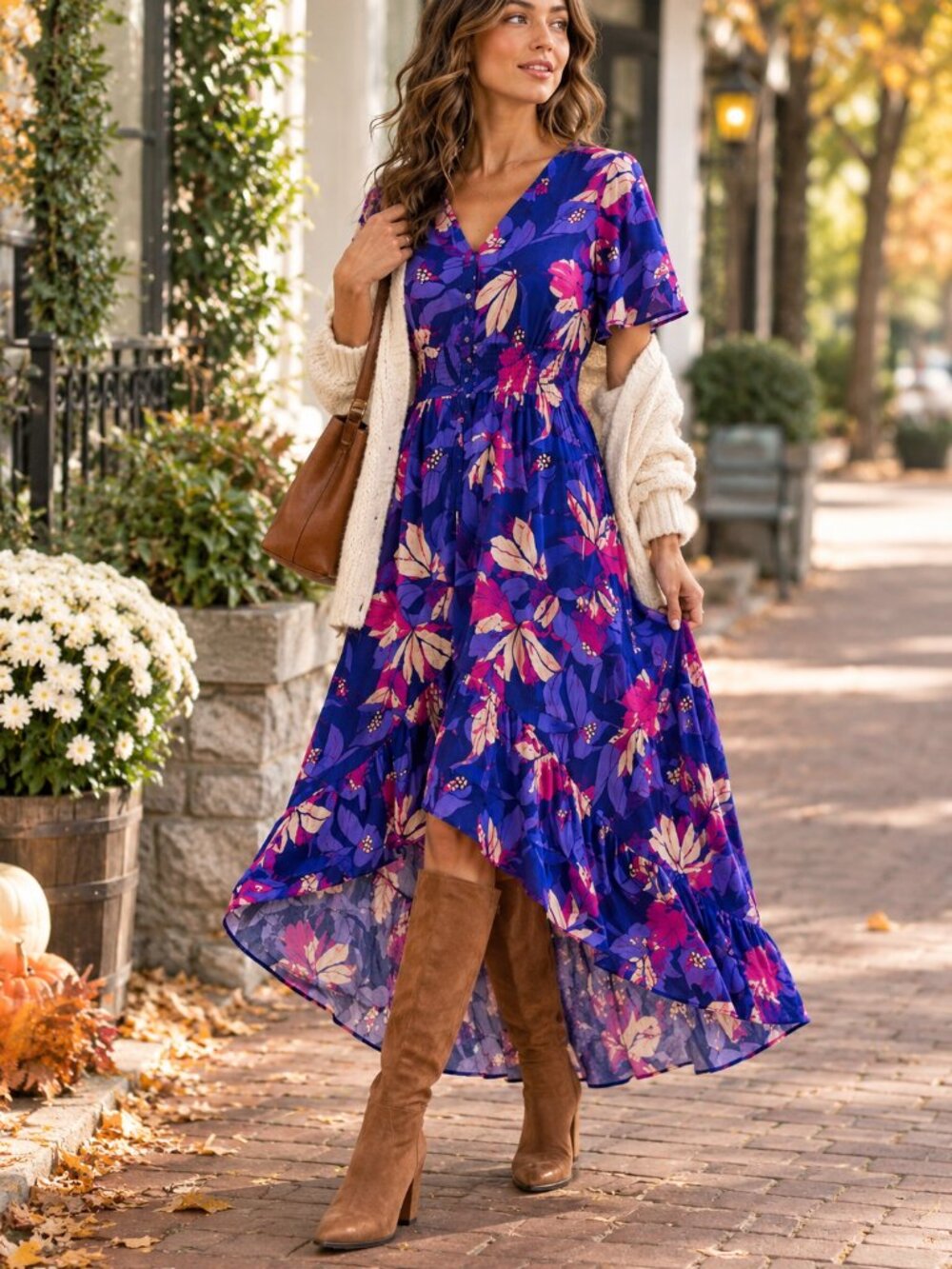 Abel The Label Anthropologie Floral High Low Midi Dress Large Boho
